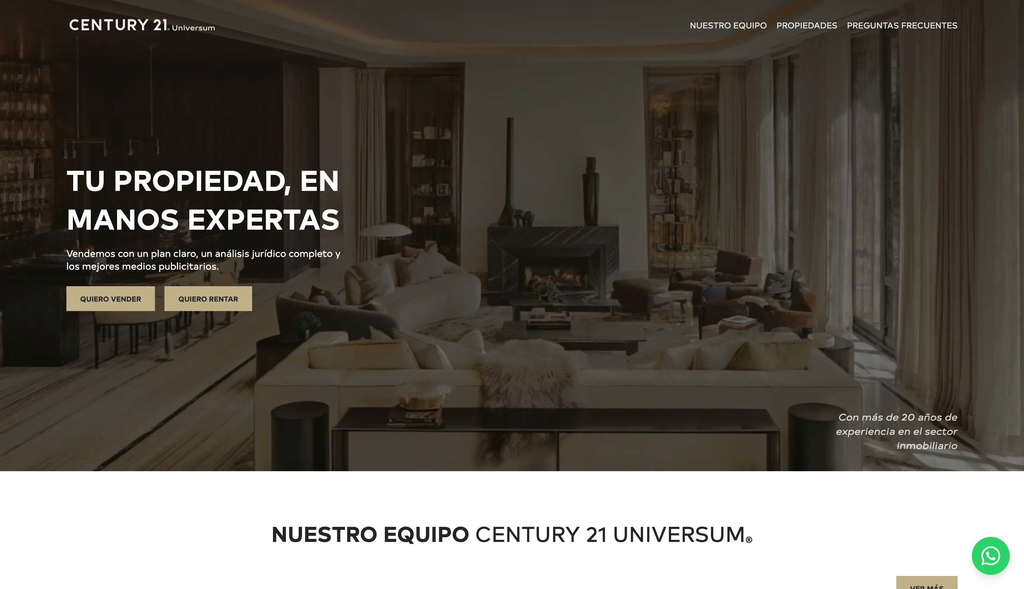 Century 21 Universum – Sitio web inmobiliaria con 99 Lighthouse Score y CRM integrado | Nido Web