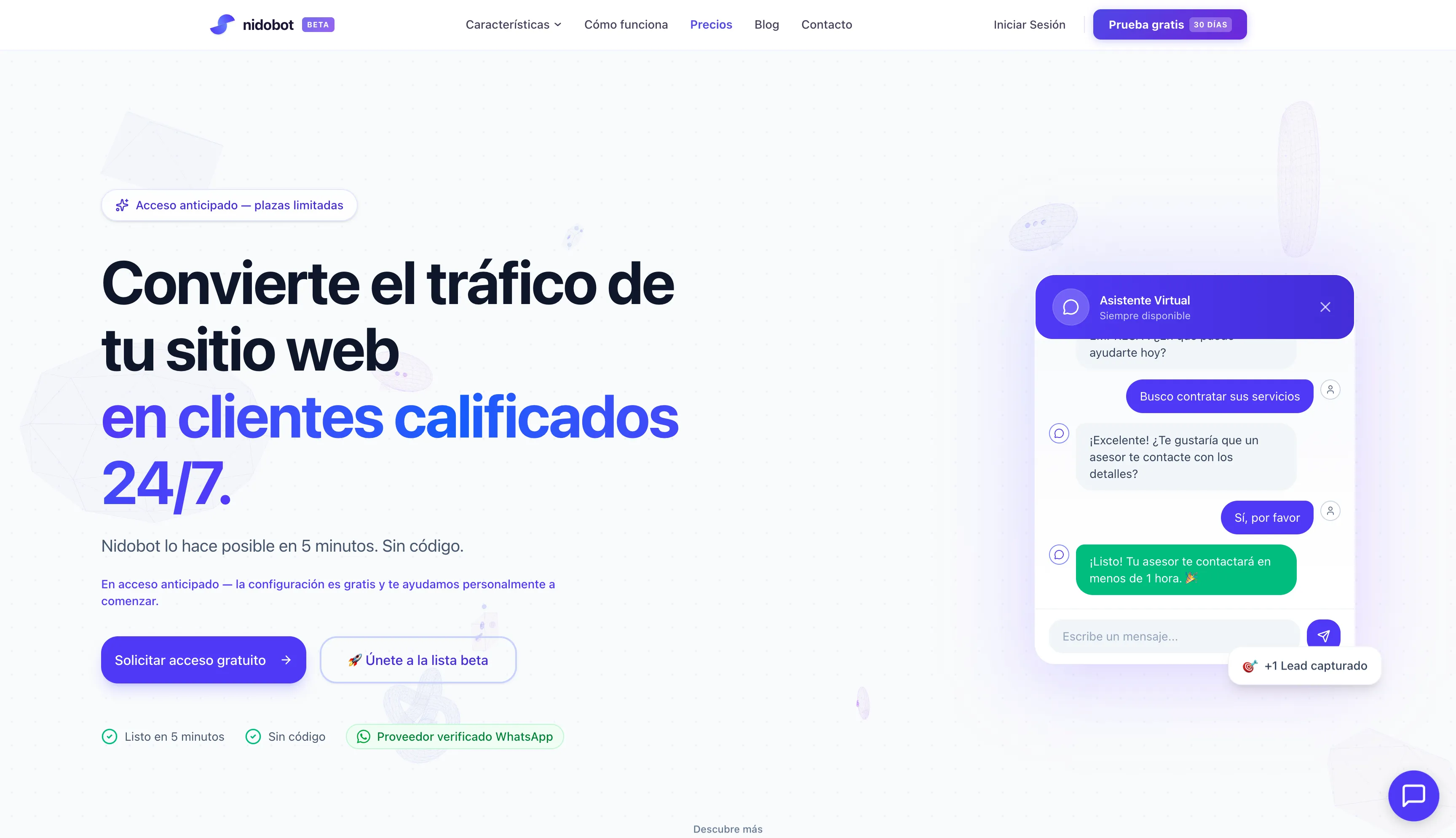 Nidobot – Plataforma SaaS de chatbots con IA, desarrollada por Nido Web México
